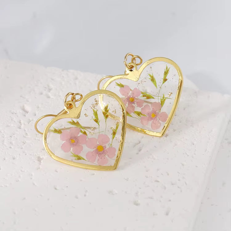 Heart flower earrings