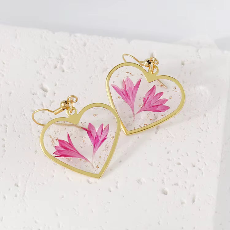 Heart flower earrings