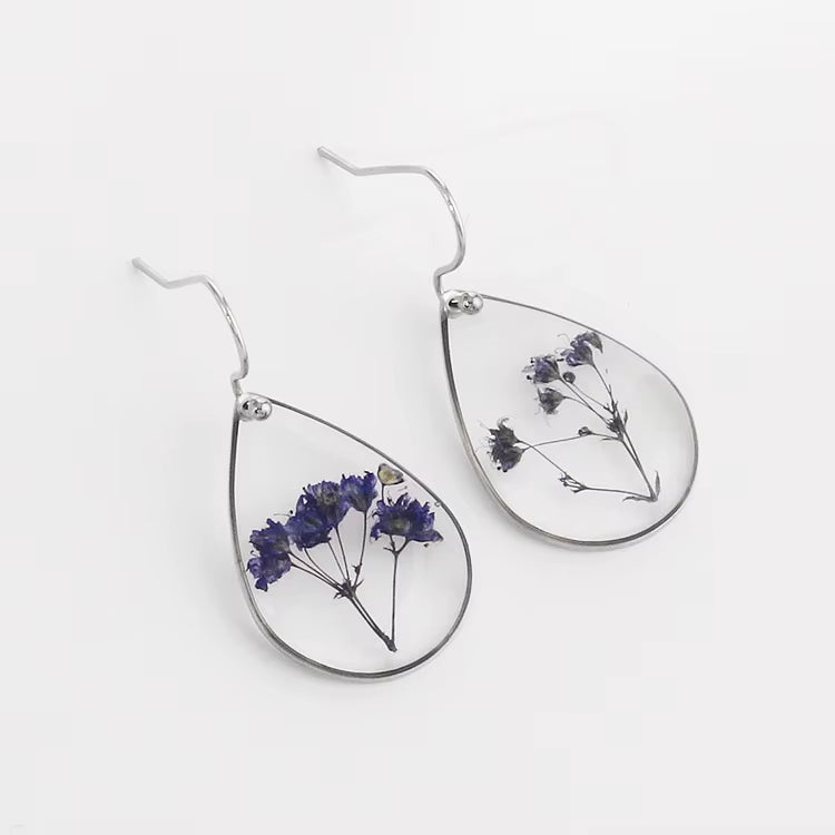 Pear shaped resin flower earrings