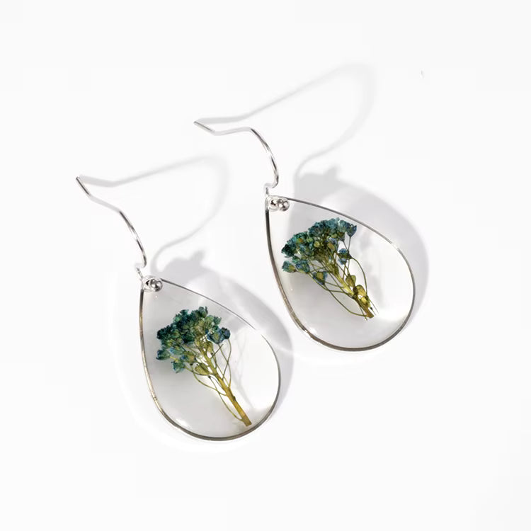 Pear shaped resin flower earrings