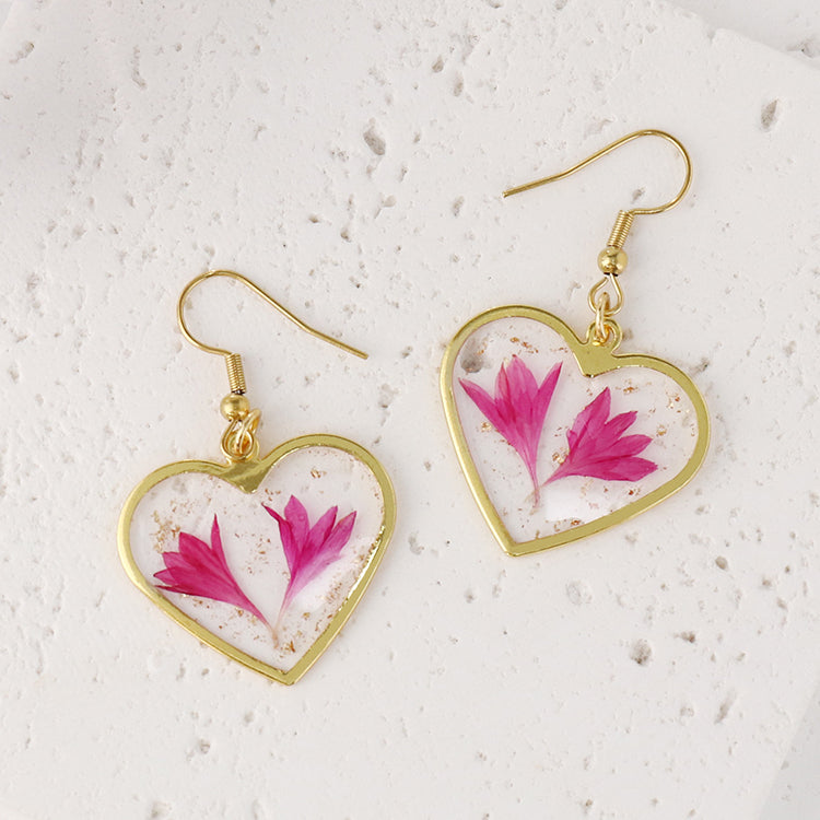 Heart flower earrings