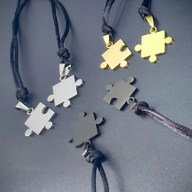 Puzzle piece necklace for two