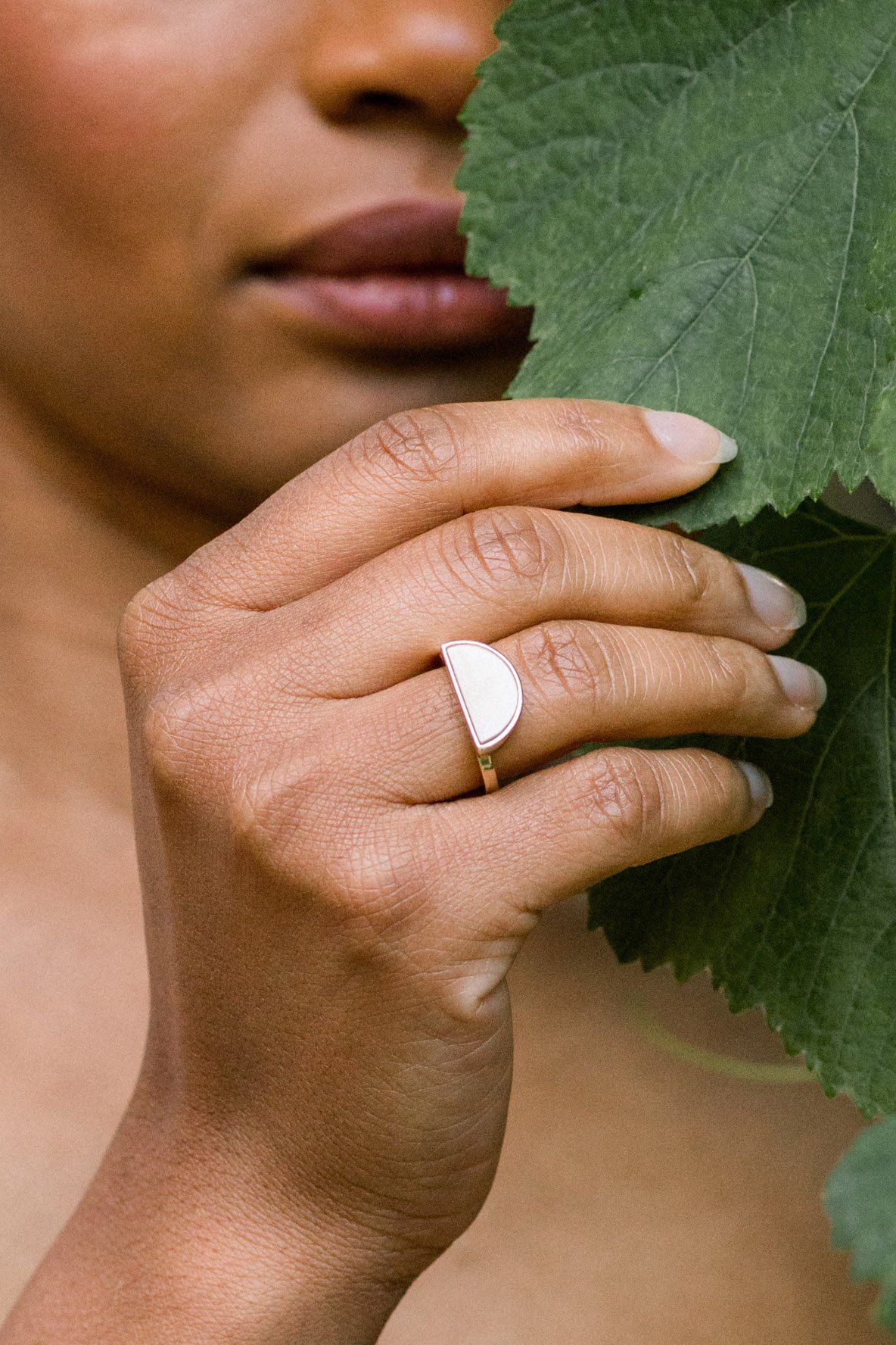 Buffalo Horn Crescent Ring