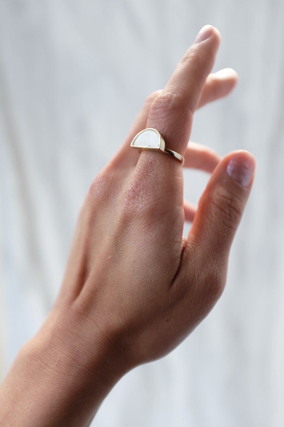 Buffalo Horn Crescent Ring