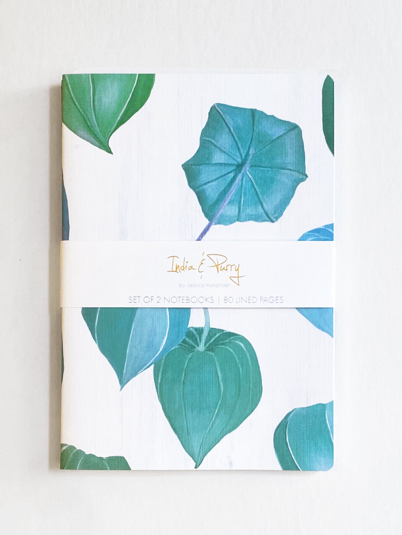 Notebook Set: Aqua Chinese Lanterns & Green Winter Rose