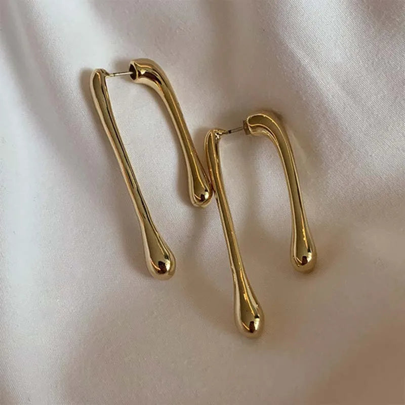 Fashion Metal Water Drop Long Pendant Earrings for Women Vintage Exaggerated Geometric Earrings Jewelry Party Gifts