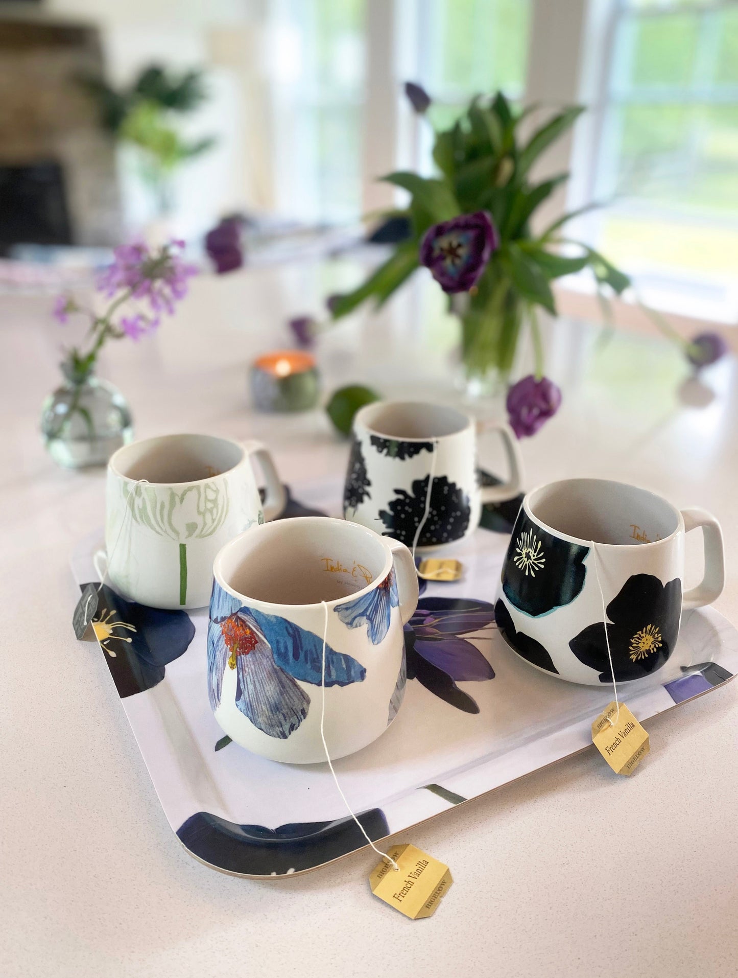 Porcelain Mug: Green Winter Rose