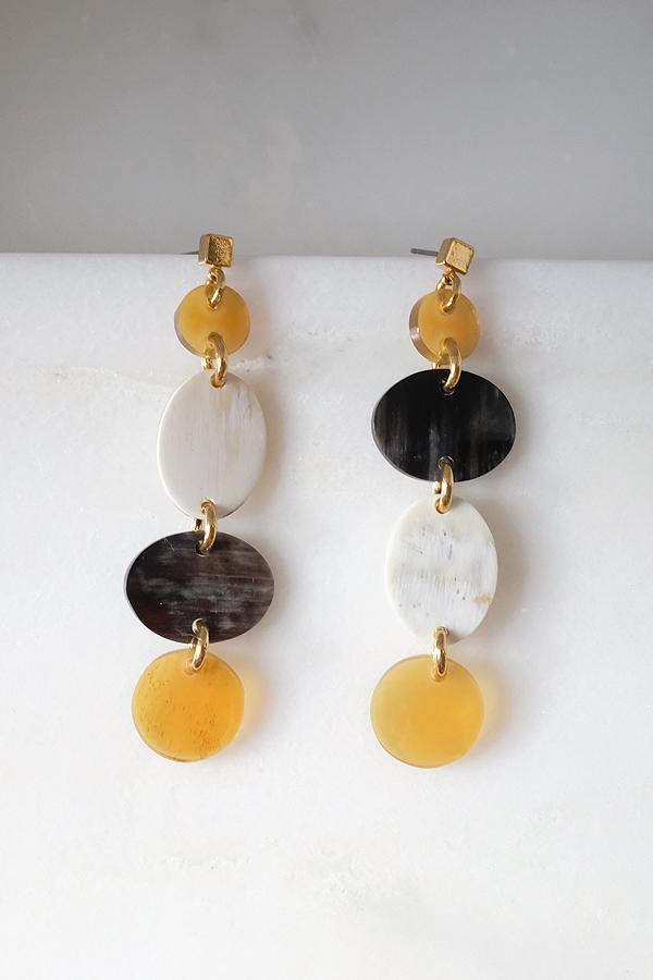 Horn Dangle Post Earrings
