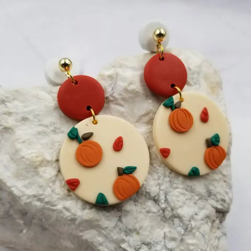Round pumpkin earrings