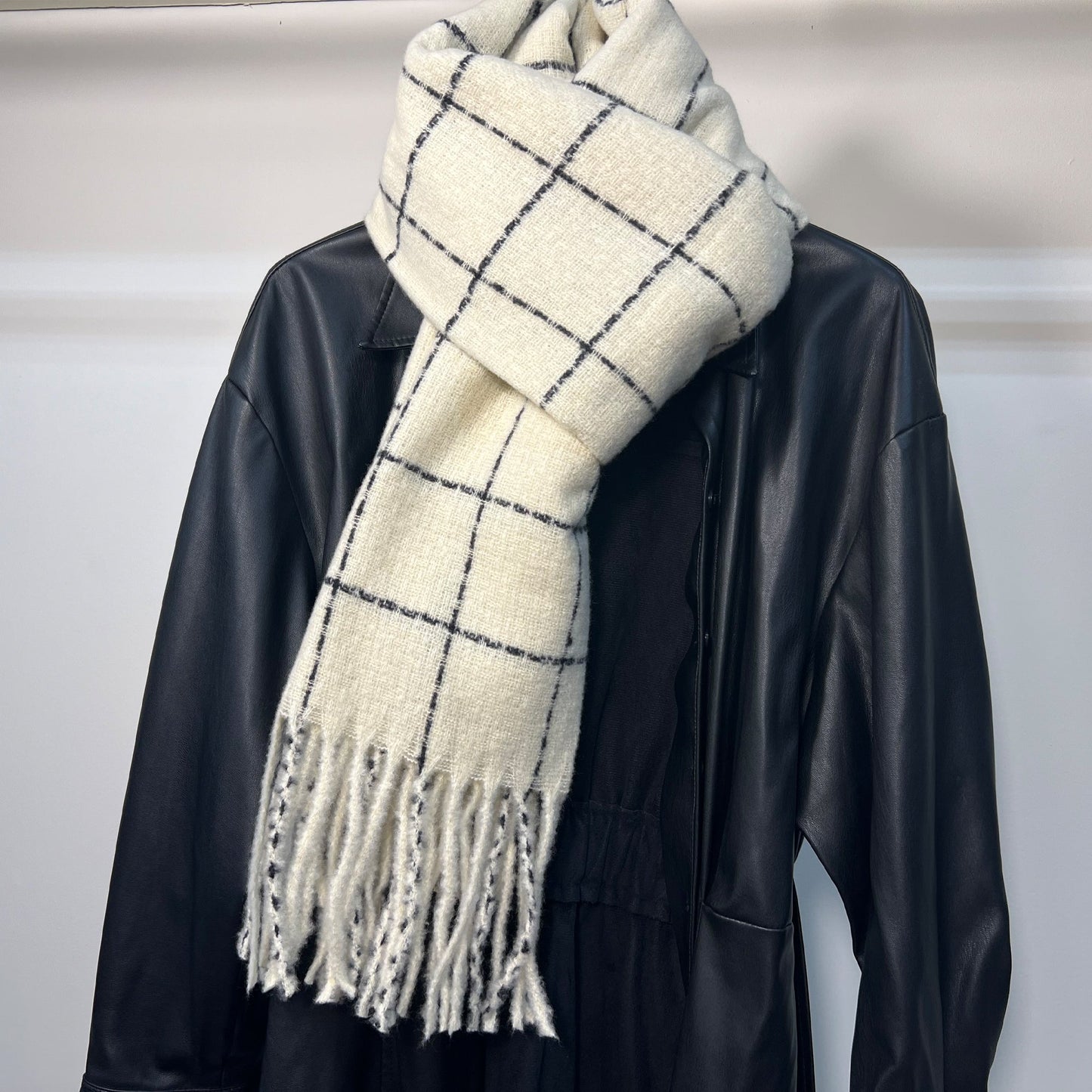 White Plaid Scarf