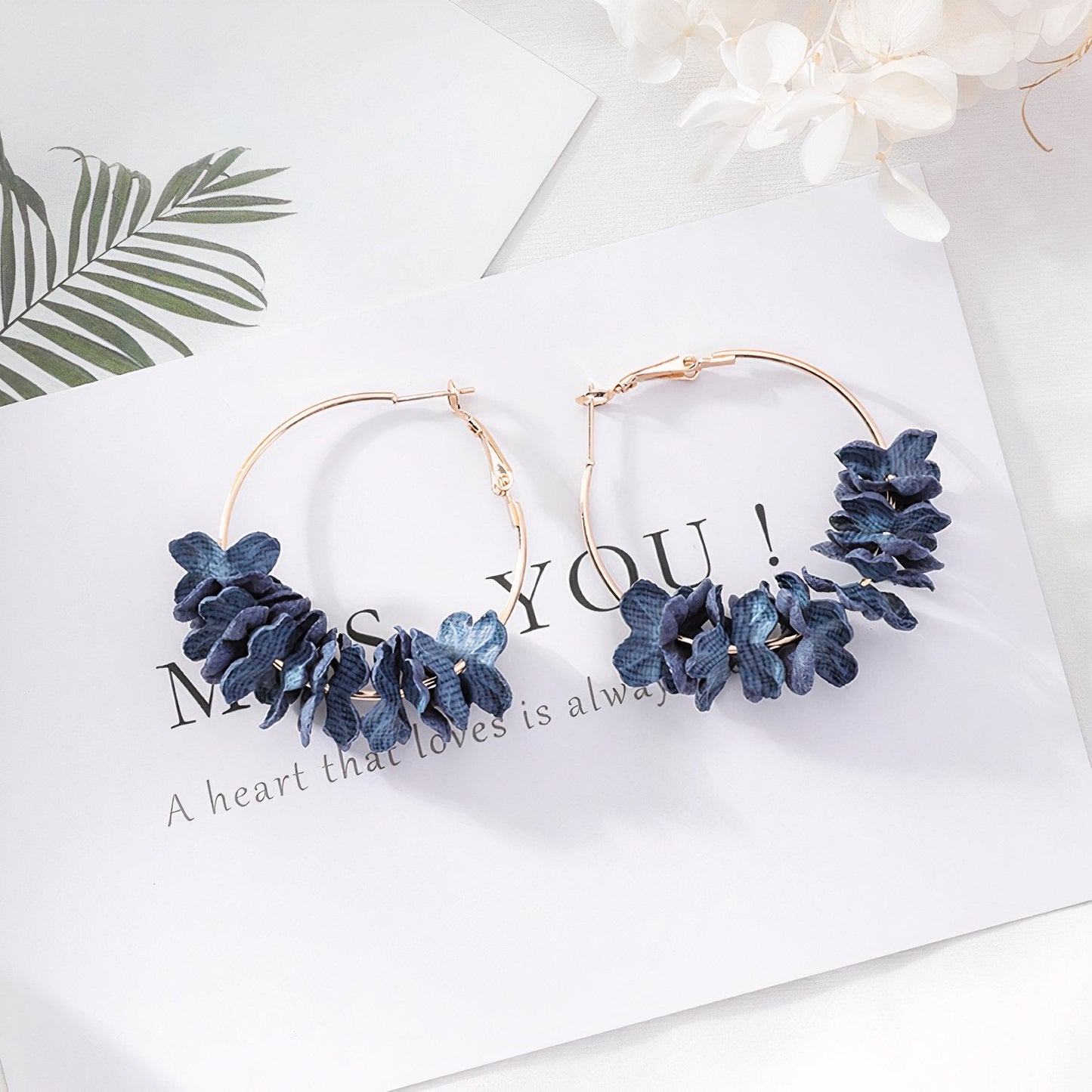 Gold Petal Hoop Earrings