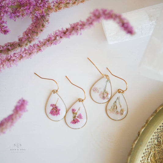 Pink Flower Dangle Earrings