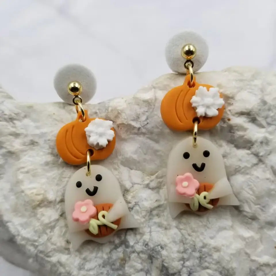 Halloween ghost pumpkin earrings