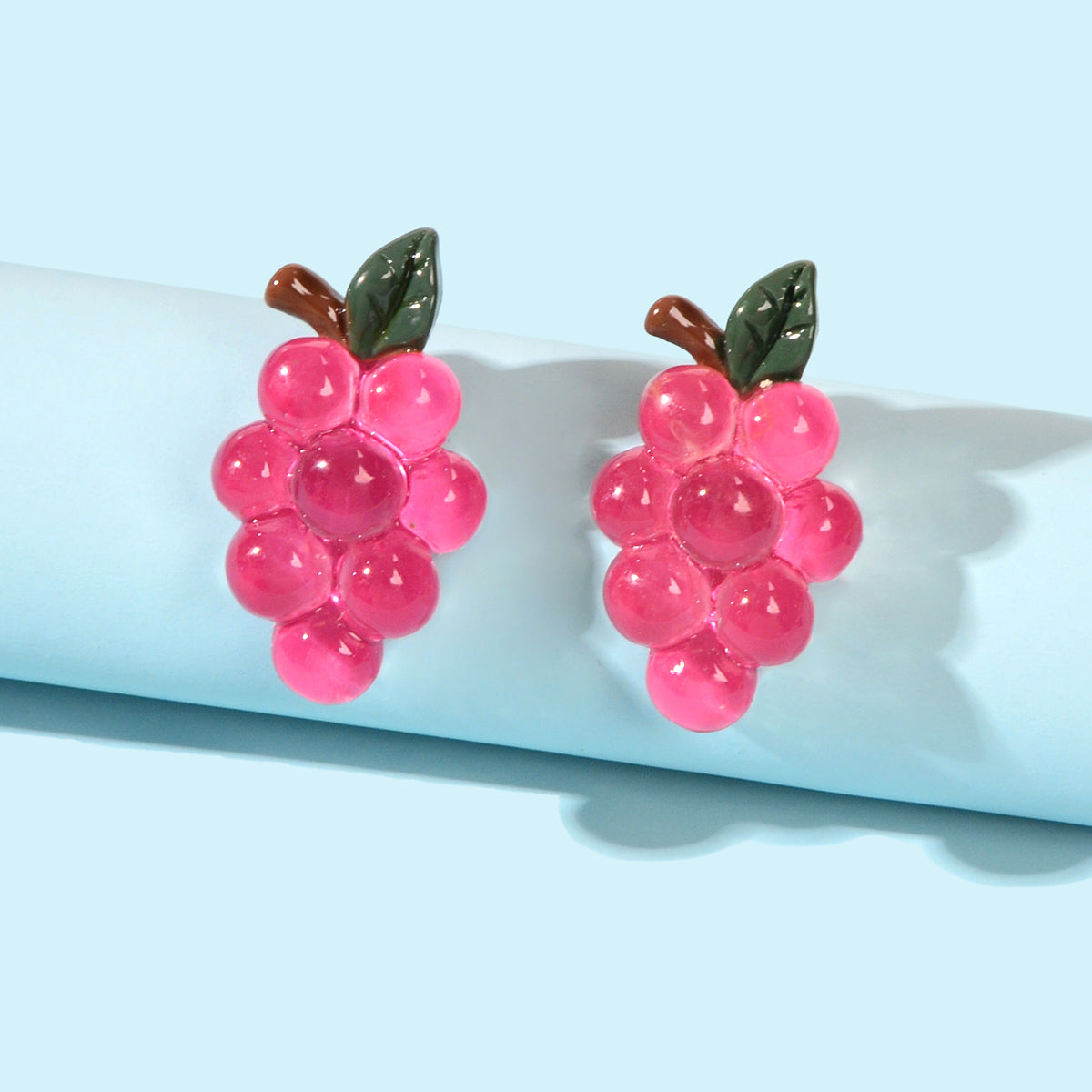 Lightweight Y2k Style Hotpink Grape Stud Hypoallergenic Resin Chic