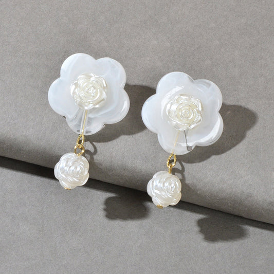 White Resin Flower Daisy Dance Party Gifts Dangle Daily Wearable Women
