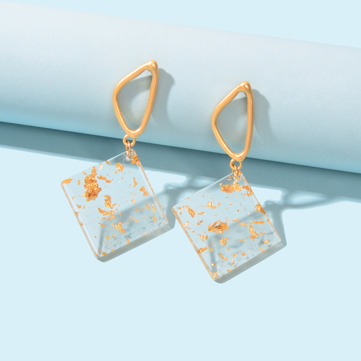 Transparent Statement Resin Geometric Dangle Earrings Girl Lightweight