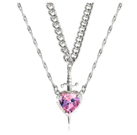 Sophia Heart & Sword Layered Necklace (One Set)