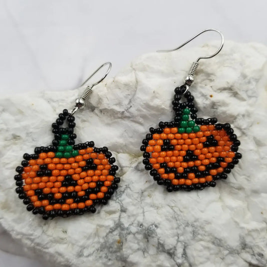 Beaded pumpkin earrings