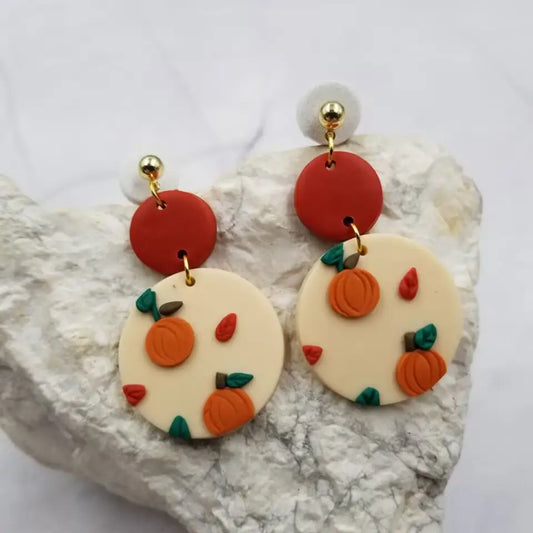 Round pumpkin earrings