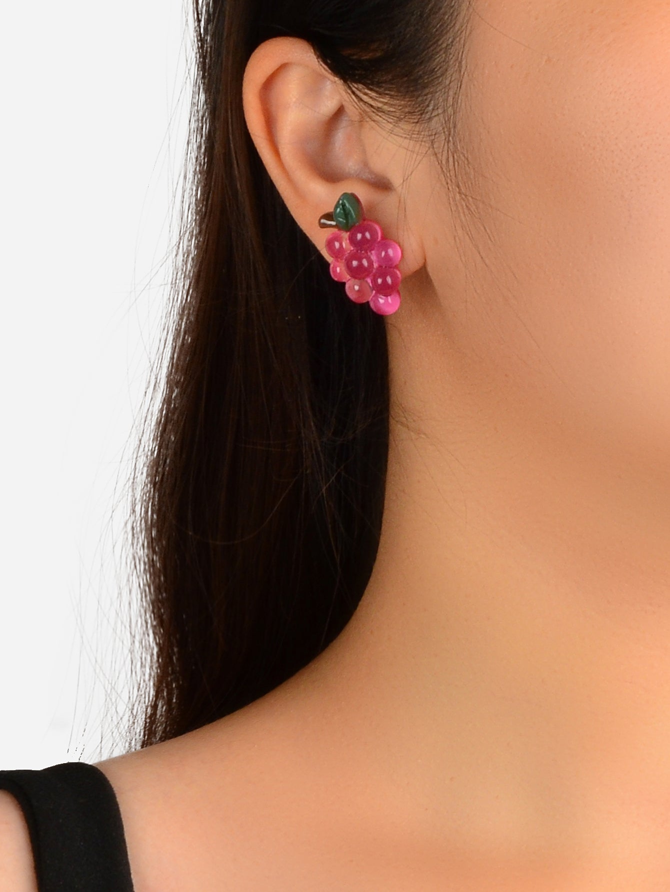 Lightweight Y2k Style Hotpink Grape Stud Hypoallergenic Resin Chic
