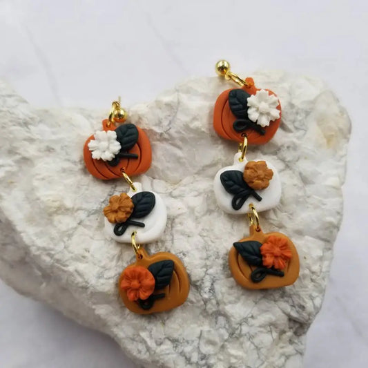 Flower pumpkin earrings