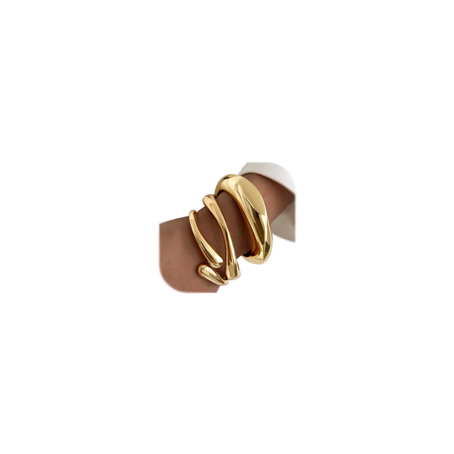 Chunky Gold Bangle Bracelets for Women, Dainty 14k Gold Plated Big Stackable Bangles Set, Trendy Statement Cuff Bracelet Stack Summer Beach Jewelry Gifts