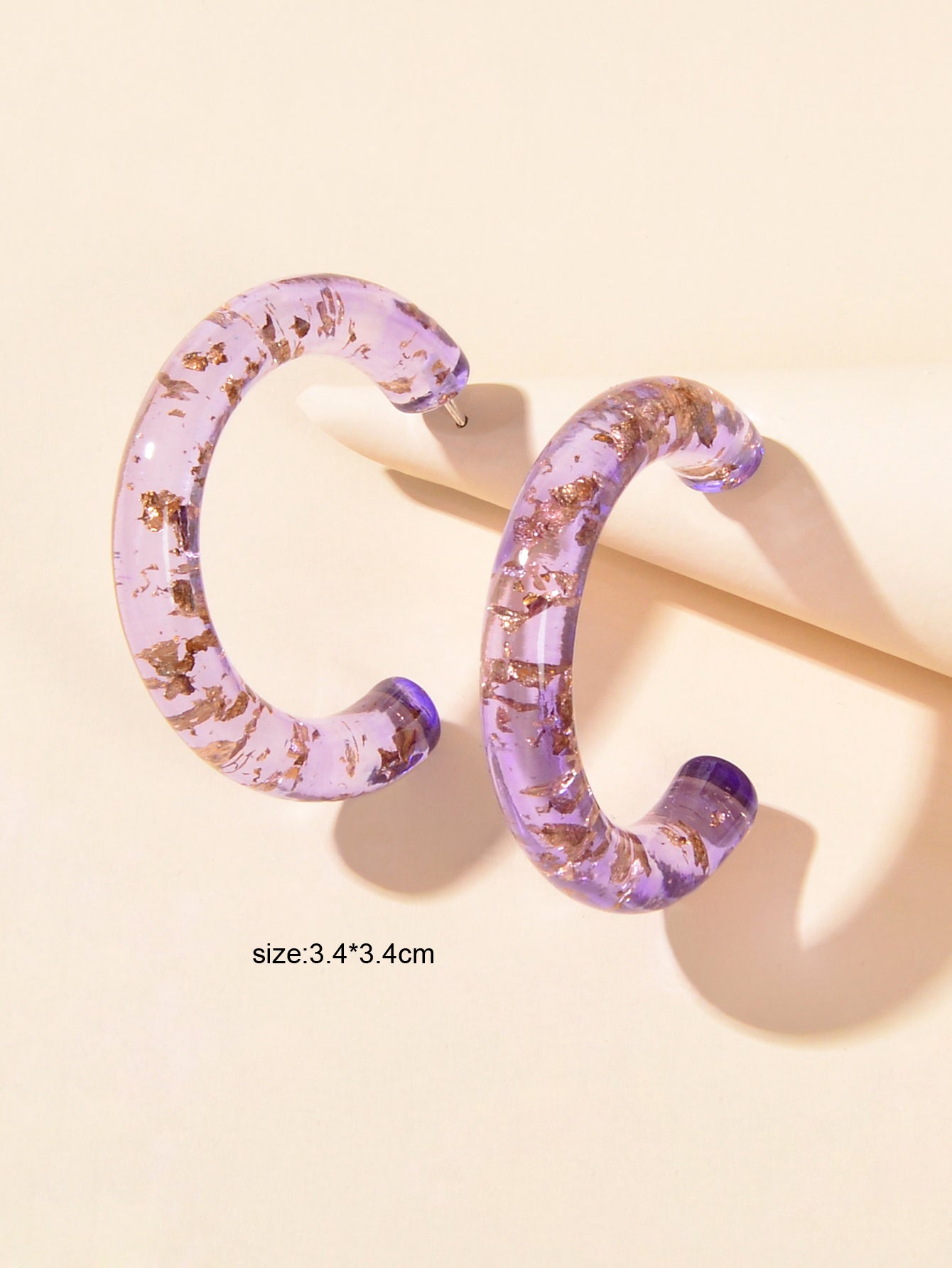 Trendy Purple Acrylic Resin Hoop C Shape Huggie Earrings Women Party