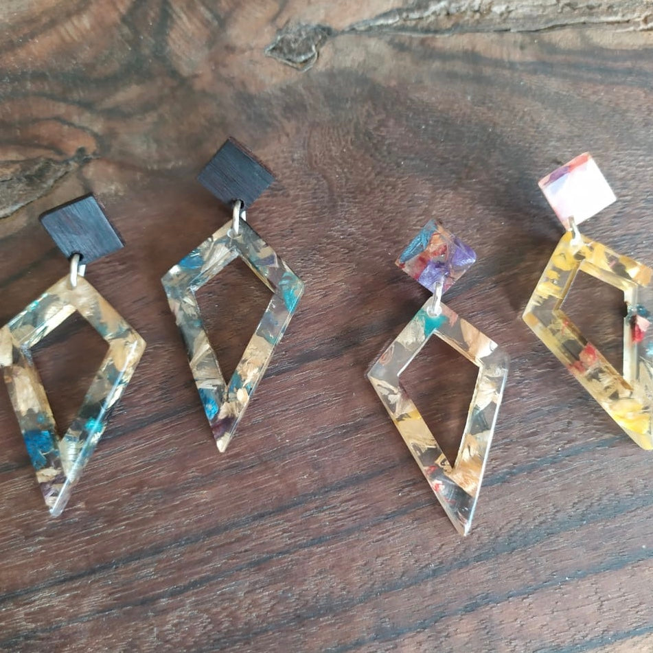 Trixie Statement Recycled Skateboard & Resin Earrings