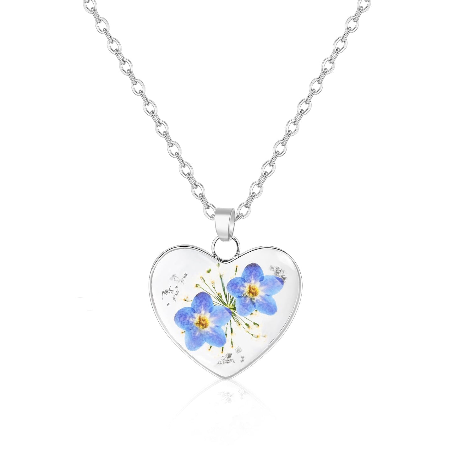 Hefestus Real Pressed Flower Necklace for Women, Handmade Boho Chic Dangle Design, Unique Floral Jewelry, Cute and Thoughtful Gift for Christmas, Valentine’s & Mother’s Day