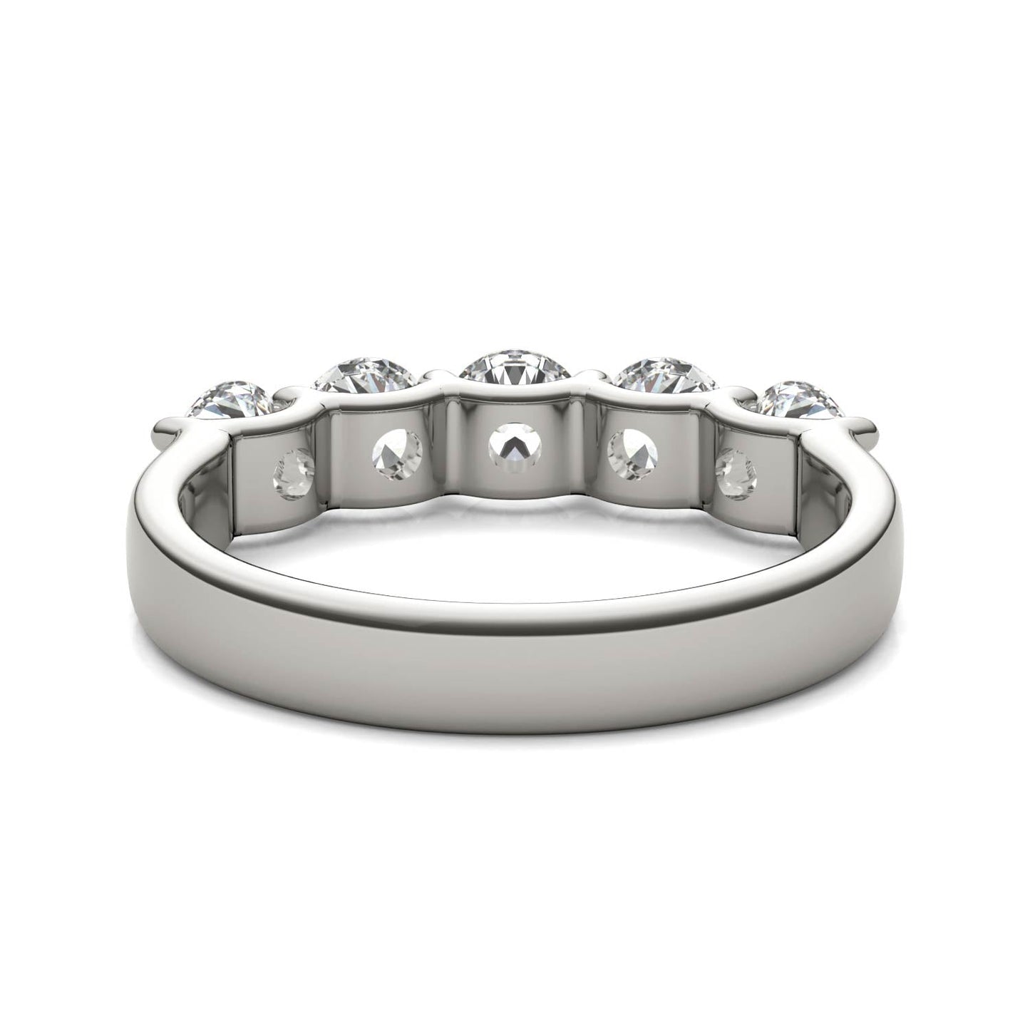 AGI Certified 1 1/4 CTW Round Lab Grown Diamond (G/VS) Five Stone Anniversary Band in 14K White Gold
