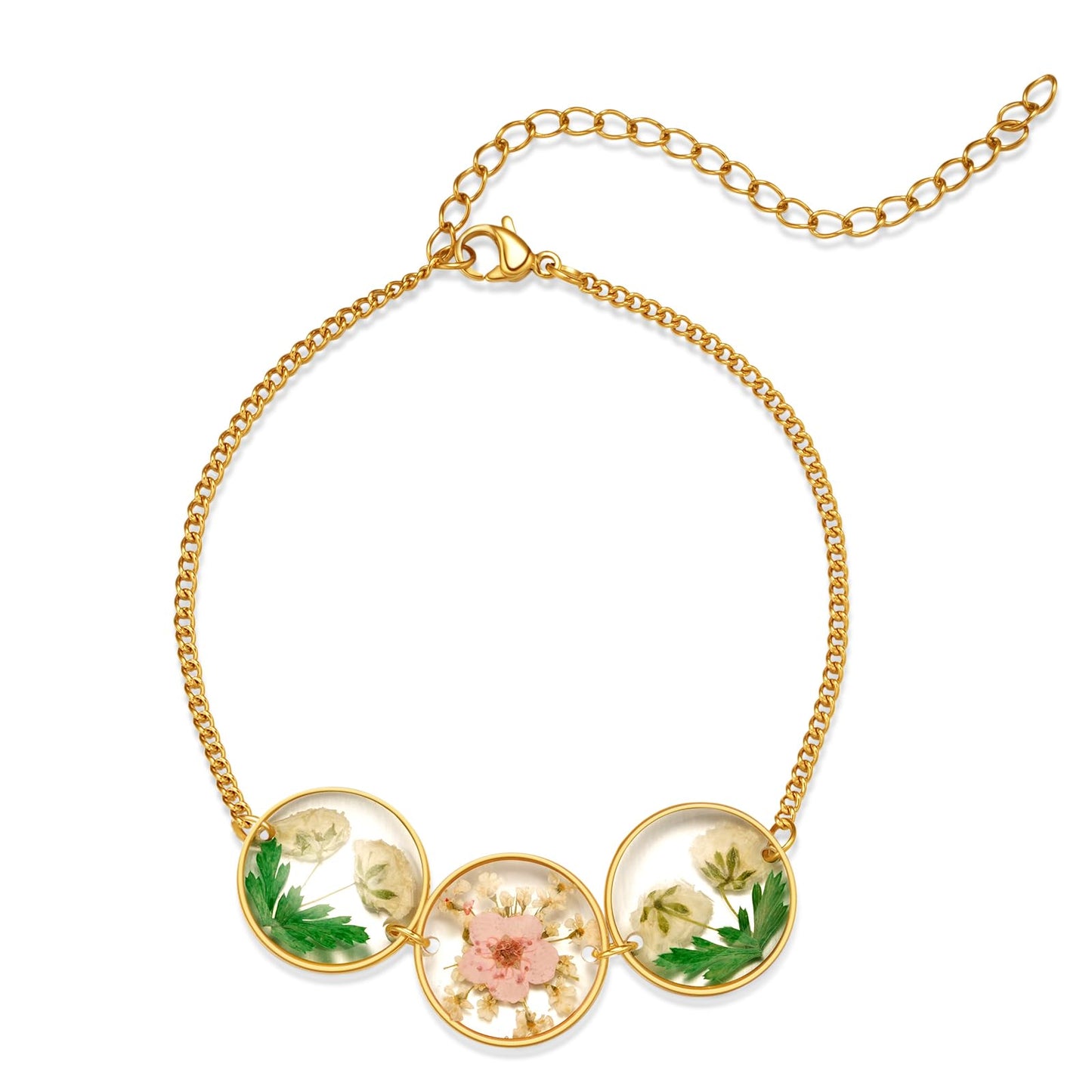 Hefestus Flower Bracelets for Women,Real Pressed Flower Bracelet,Unique Handmade Design,Cute Bracelet,Thoughtful Gift for Christmas,Valentine's,Mother's Day