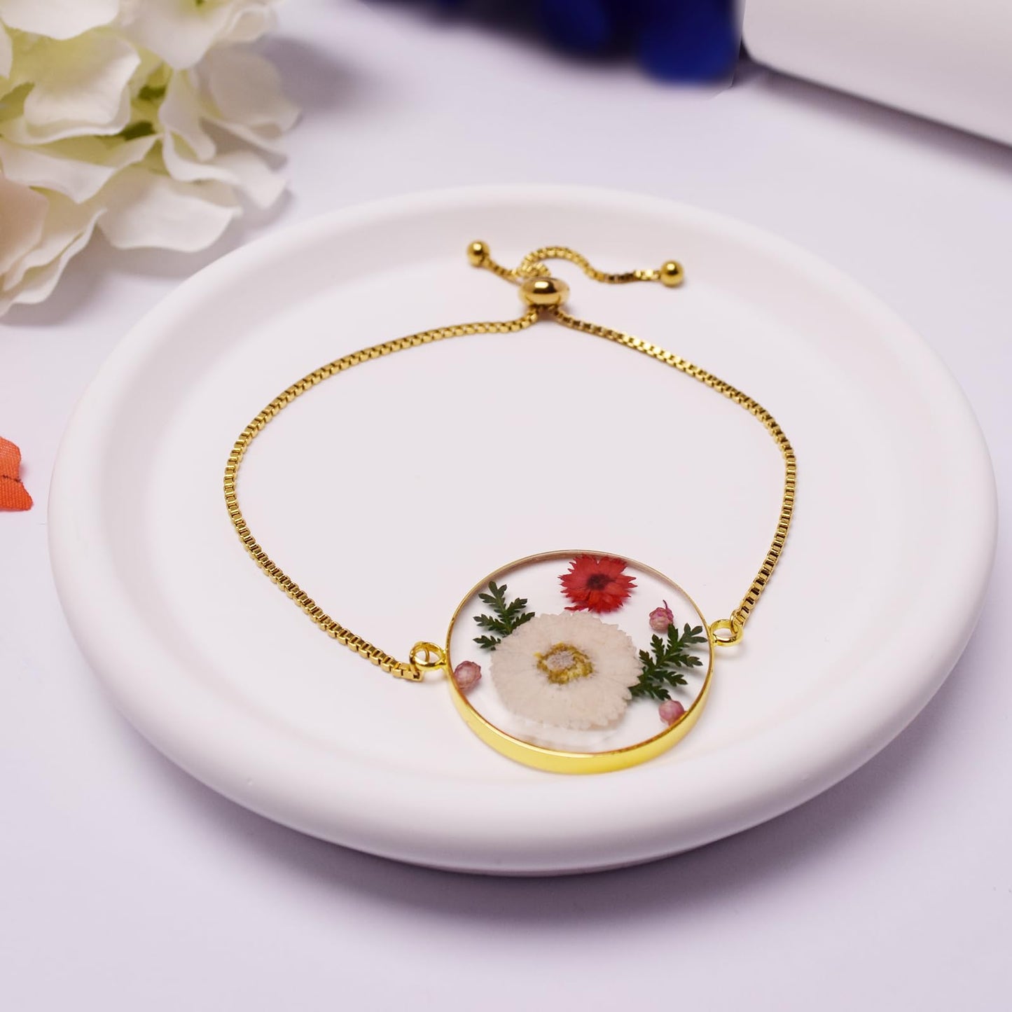 Hefestus Flower Bracelets for Women,Real Pressed Flower Bracelet,Unique Handmade Design,Cute Bracelet,Thoughtful Gift for Christmas,Valentine's,Mother's Day