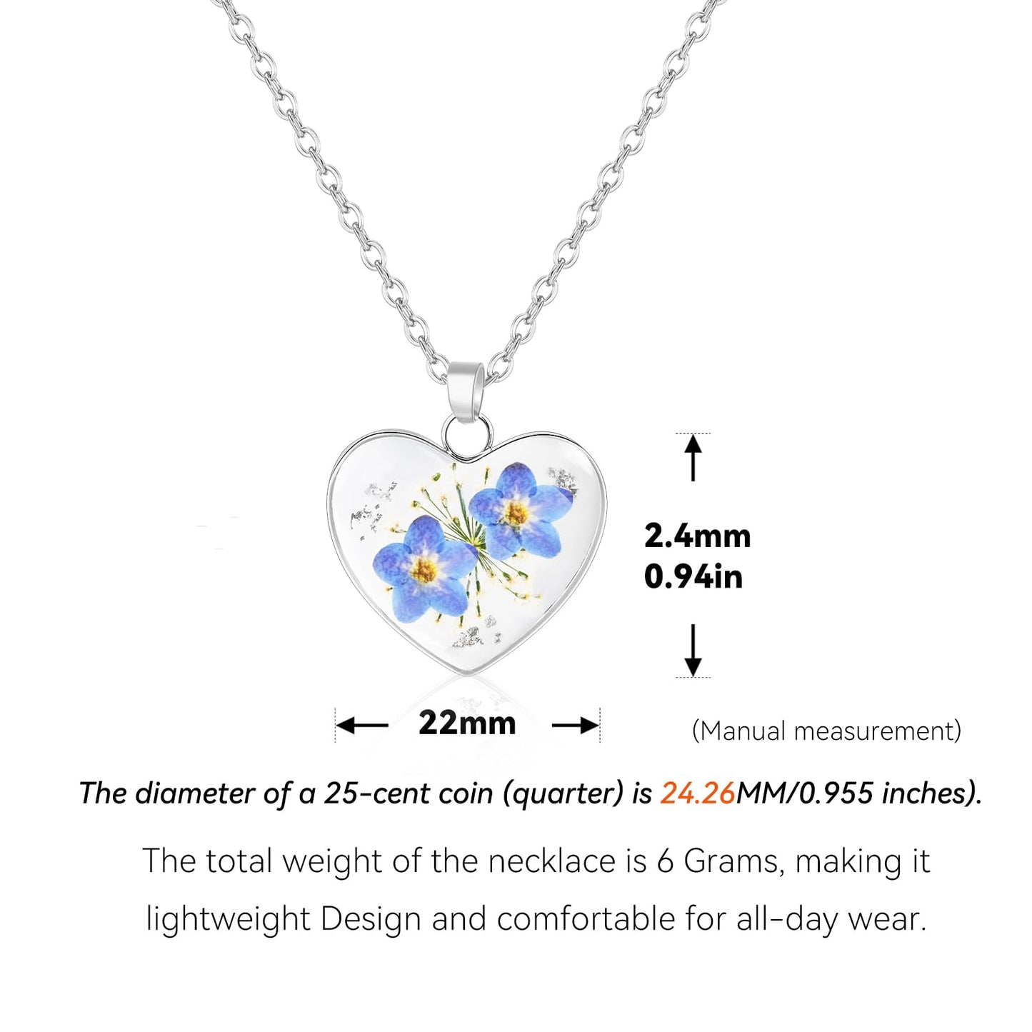 Hefestus Real Pressed Flower Necklace for Women, Handmade Boho Chic Dangle Design, Unique Floral Jewelry, Cute and Thoughtful Gift for Christmas, Valentine’s & Mother’s Day