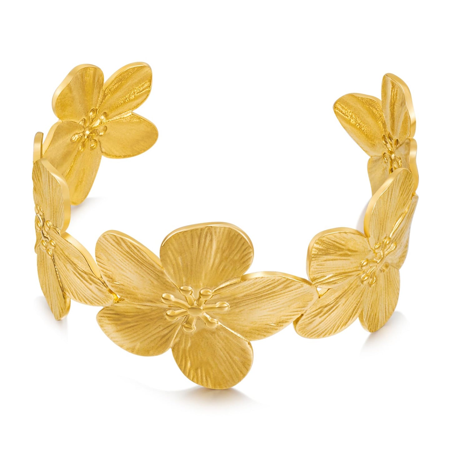 WOWORAMA Chunky Gold Cuff Bracelets for Women Vintage Gold Flower Butterfly Bracelet Trendy Boho Wide Open Cuff Bangles Matte Statement Bracelet