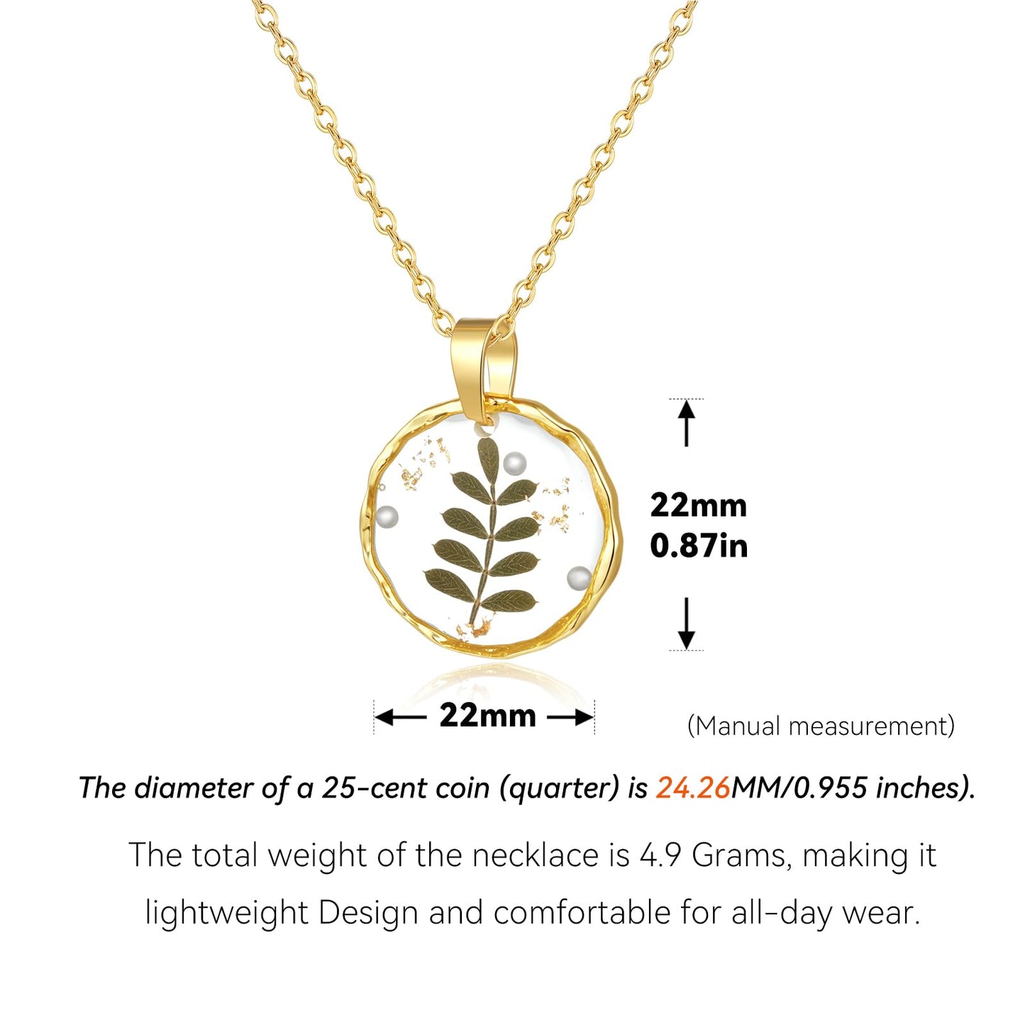 Hefestus Real Pressed Flower Necklace for Women, Handmade Boho Chic Dangle Design, Unique Floral Jewelry, Cute and Thoughtful Gift for Christmas, Valentine’s & Mother’s Day