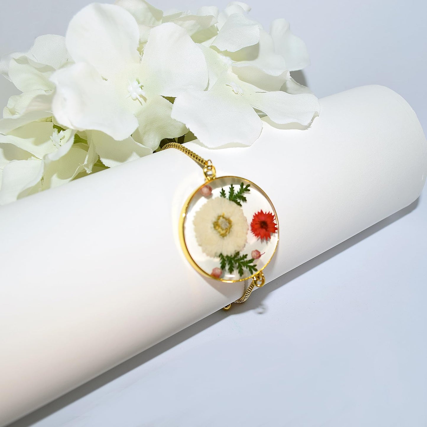 Hefestus Flower Bracelets for Women,Real Pressed Flower Bracelet,Unique Handmade Design,Cute Bracelet,Thoughtful Gift for Christmas,Valentine's,Mother's Day