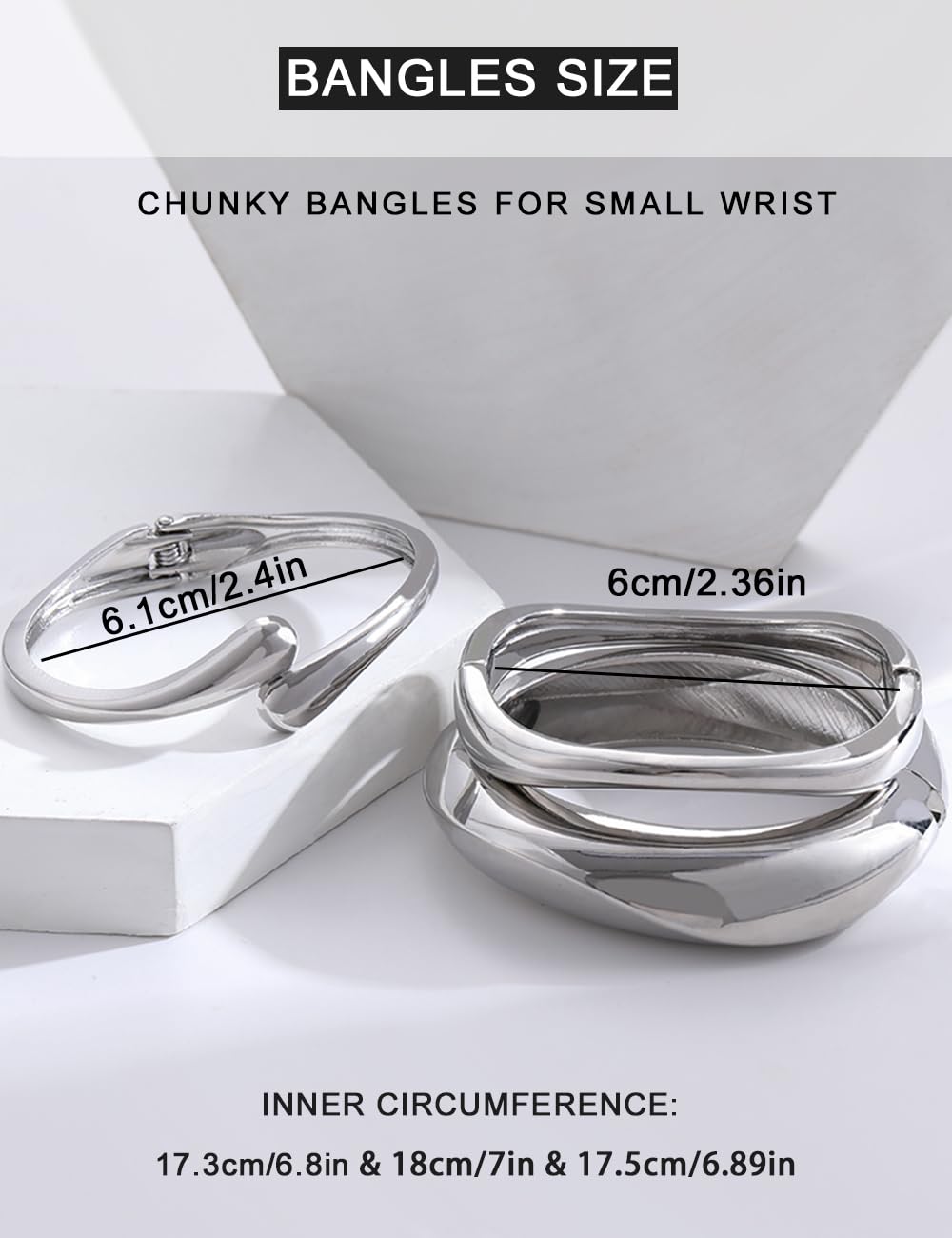 Chunky Gold Bangle Bracelets for Women, Dainty 14k Gold Plated Big Stackable Bangles Set, Trendy Statement Cuff Bracelet Stack Summer Beach Jewelry Gifts