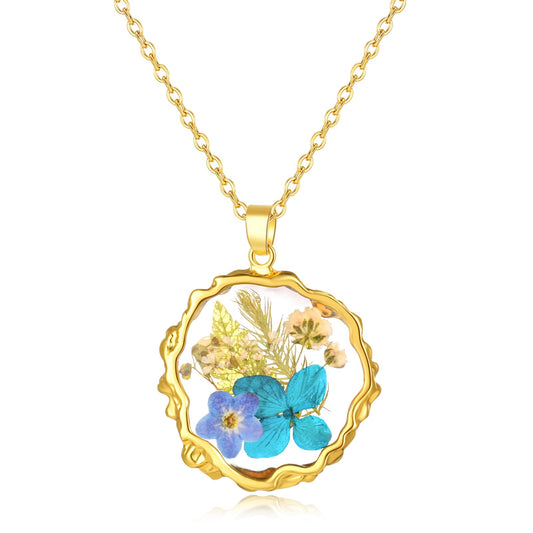 Hefestus Real Pressed Flower Necklace for Women, Handmade Boho Chic Dangle Design, Unique Floral Jewelry, Cute and Thoughtful Gift for Christmas, Valentine’s & Mother’s Day
