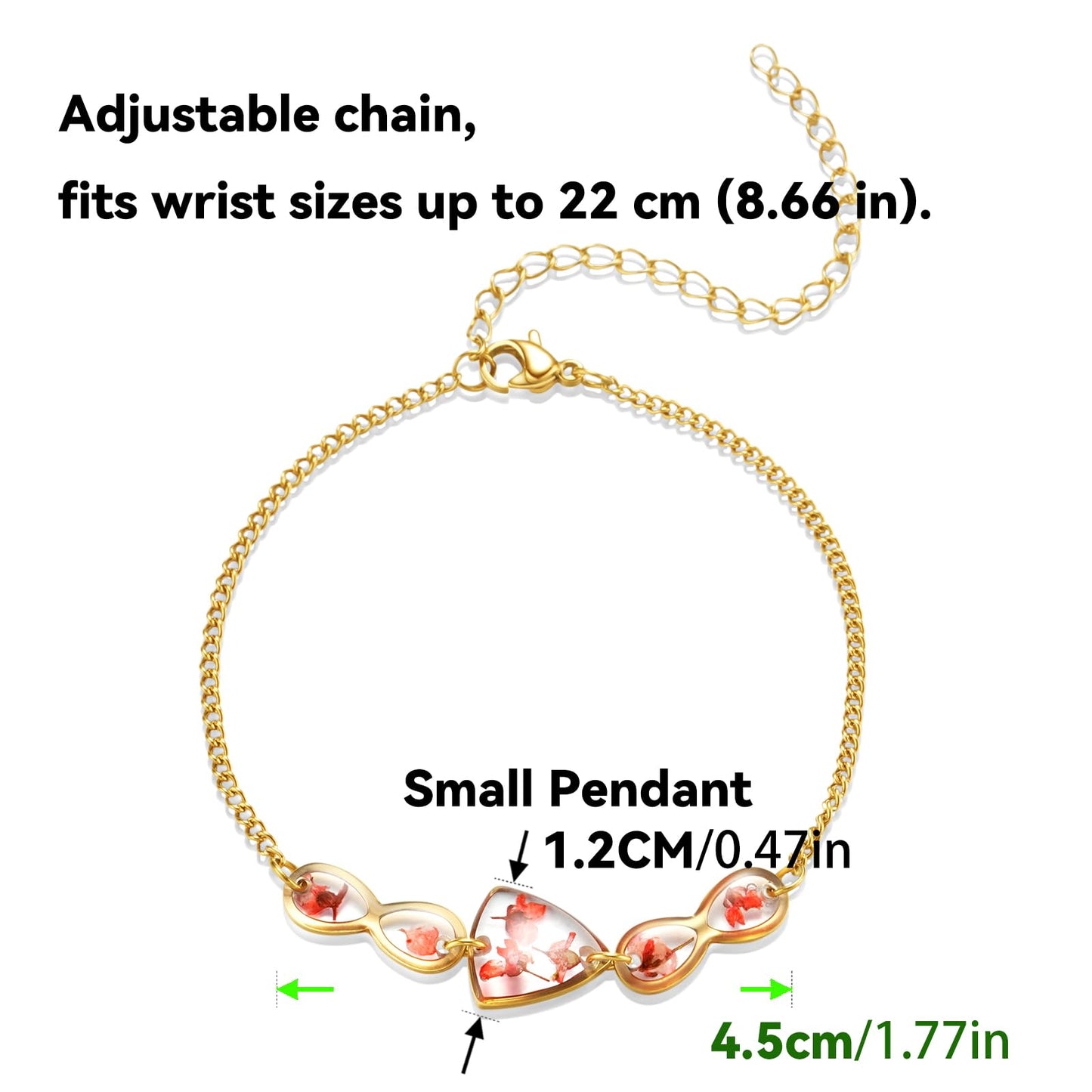 Hefestus Flower Bracelets for Women,Real Pressed Flower Bracelet,Unique Handmade Design,Cute Bracelet,Thoughtful Gift for Christmas,Valentine's,Mother's Day