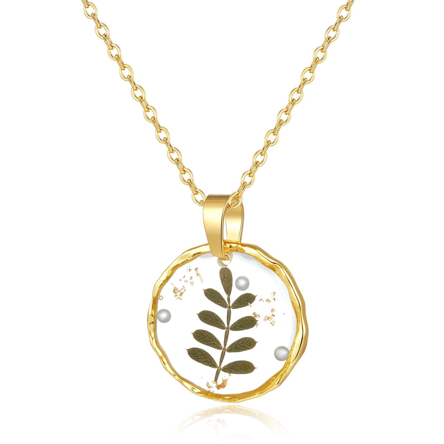 Hefestus Real Pressed Flower Necklace for Women, Handmade Boho Chic Dangle Design, Unique Floral Jewelry, Cute and Thoughtful Gift for Christmas, Valentine’s & Mother’s Day