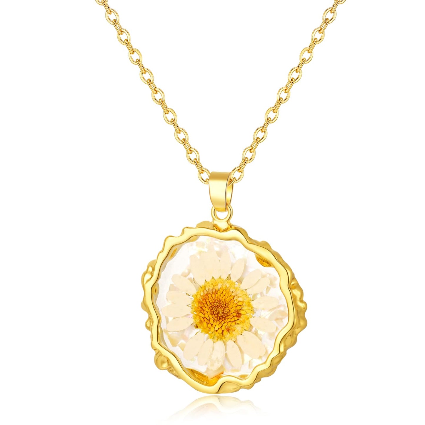 Hefestus Real Pressed Flower Necklace for Women, Handmade Boho Chic Dangle Design, Unique Floral Jewelry, Cute and Thoughtful Gift for Christmas, Valentine’s & Mother’s Day