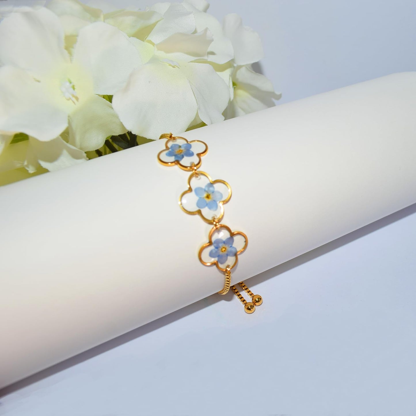 Hefestus Flower Bracelets for Women,Real Pressed Flower Bracelet,Unique Handmade Design,Cute Bracelet,Thoughtful Gift for Christmas,Valentine's,Mother's Day