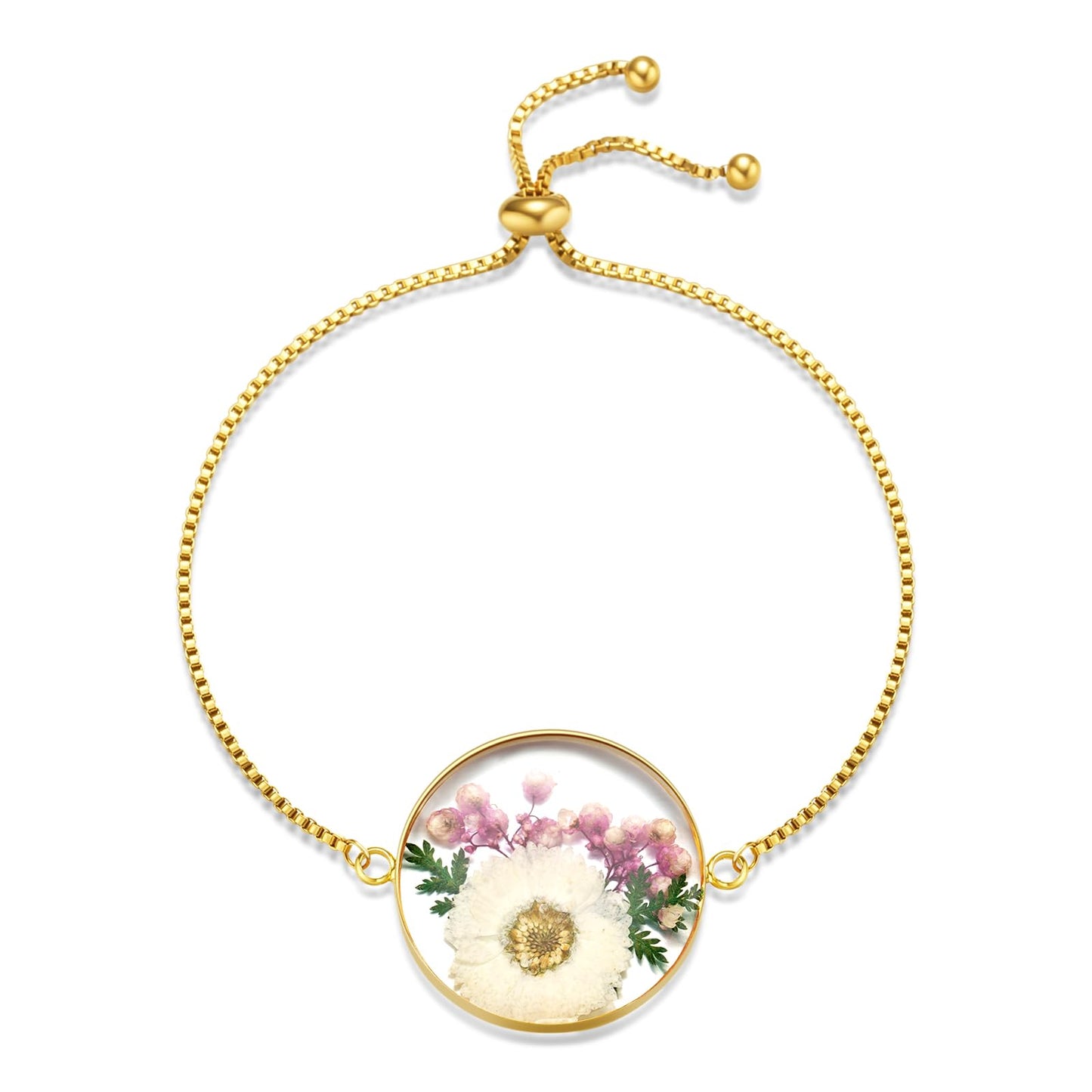 Hefestus Flower Bracelets for Women,Real Pressed Flower Bracelet,Unique Handmade Design,Cute Bracelet,Thoughtful Gift for Christmas,Valentine's,Mother's Day