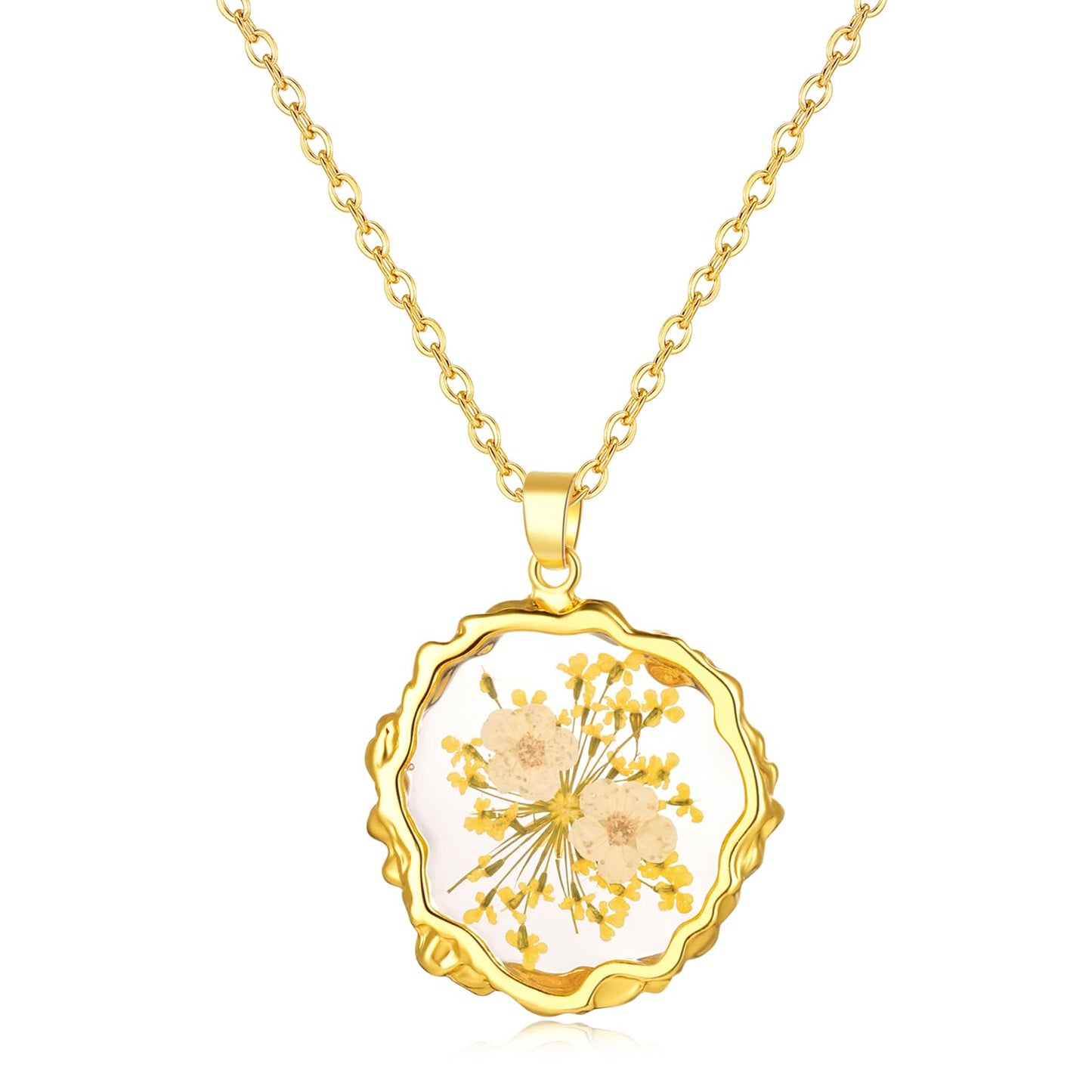 Hefestus Real Pressed Flower Necklace for Women, Handmade Boho Chic Dangle Design, Unique Floral Jewelry, Cute and Thoughtful Gift for Christmas, Valentine’s & Mother’s Day
