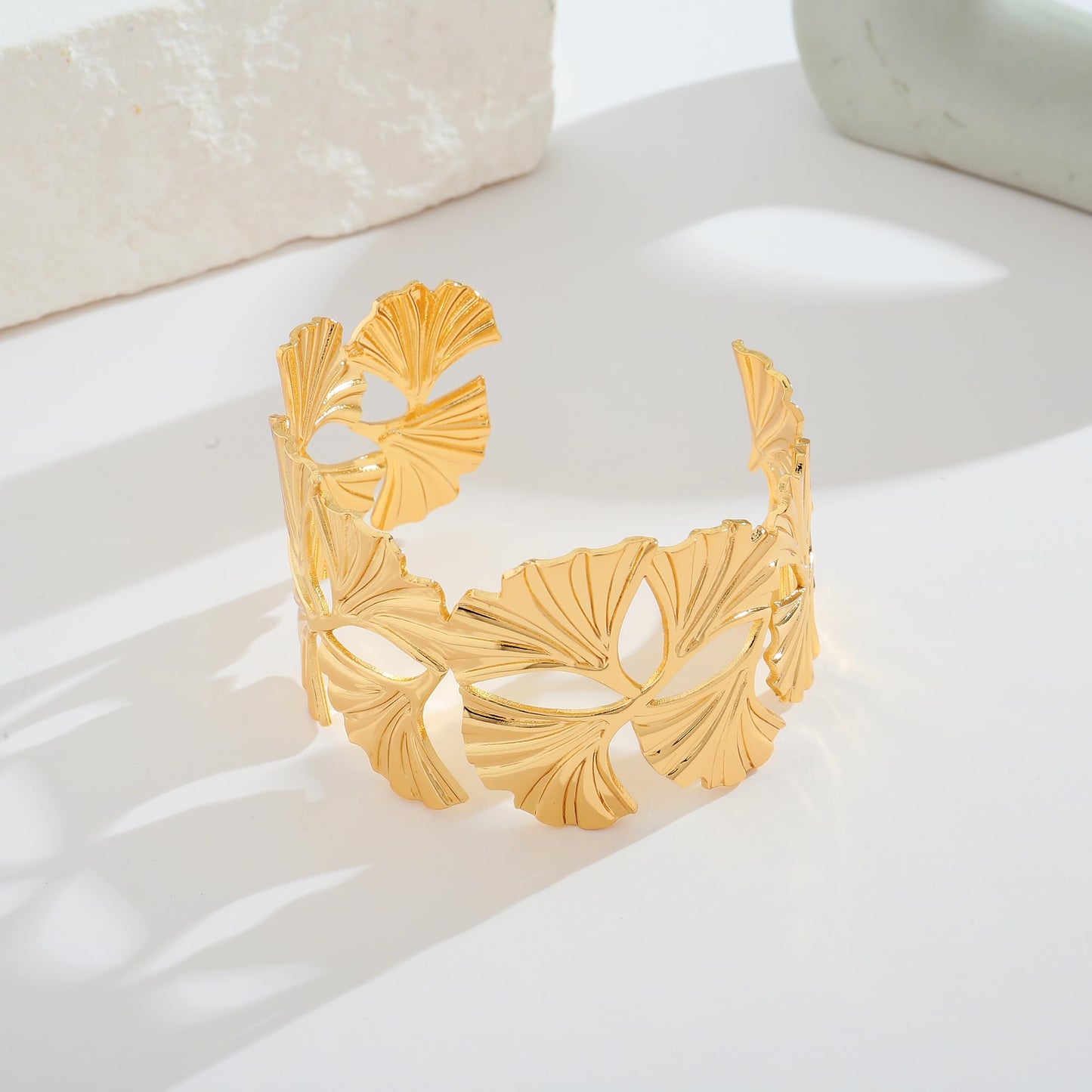 WOWORAMA Chunky Gold Cuff Bracelets for Women Vintage Gold Flower Butterfly Bracelet Trendy Boho Wide Open Cuff Bangles Matte Statement Bracelet
