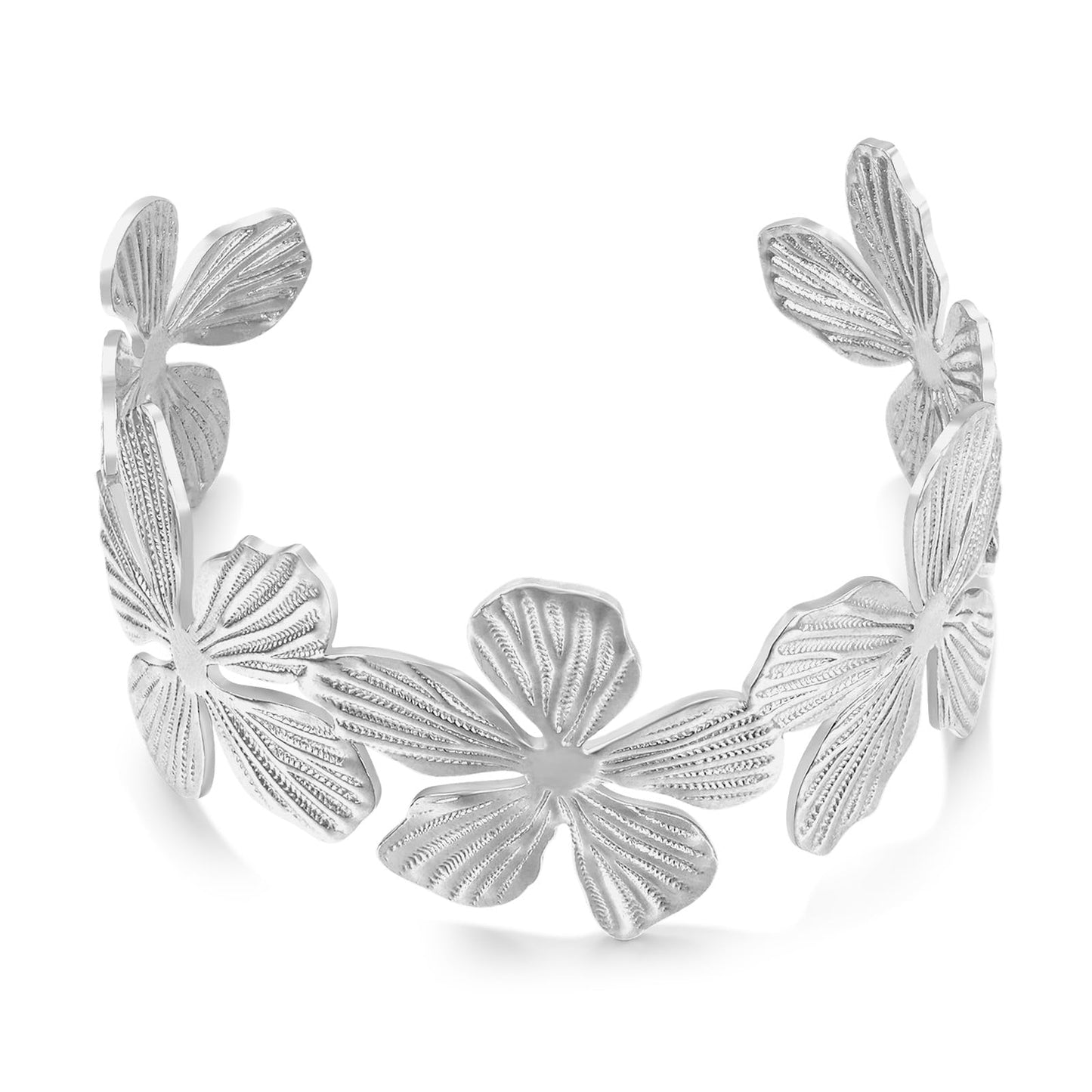WOWORAMA Chunky Gold Cuff Bracelets for Women Vintage Gold Flower Butterfly Bracelet Trendy Boho Wide Open Cuff Bangles Matte Statement Bracelet