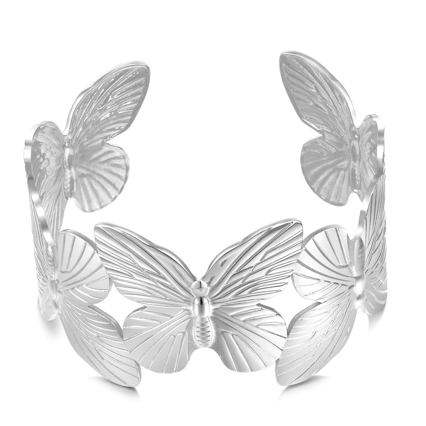 WOWORAMA Chunky Gold Cuff Bracelets for Women Vintage Gold Flower Butterfly Bracelet Trendy Boho Wide Open Cuff Bangles Matte Statement Bracelet