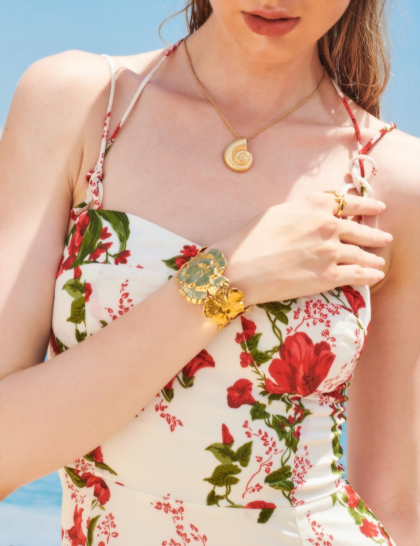 WOWORAMA Chunky Gold Cuff Bracelets for Women Vintage Gold Flower Butterfly Bracelet Trendy Boho Wide Open Cuff Bangles Matte Statement Bracelet