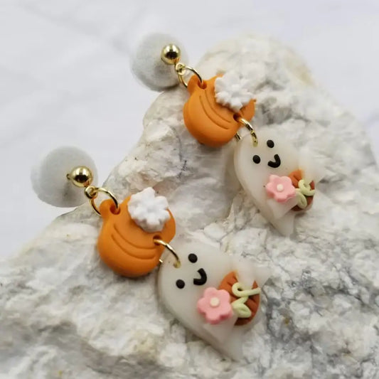 Halloween ghost pumpkin earrings