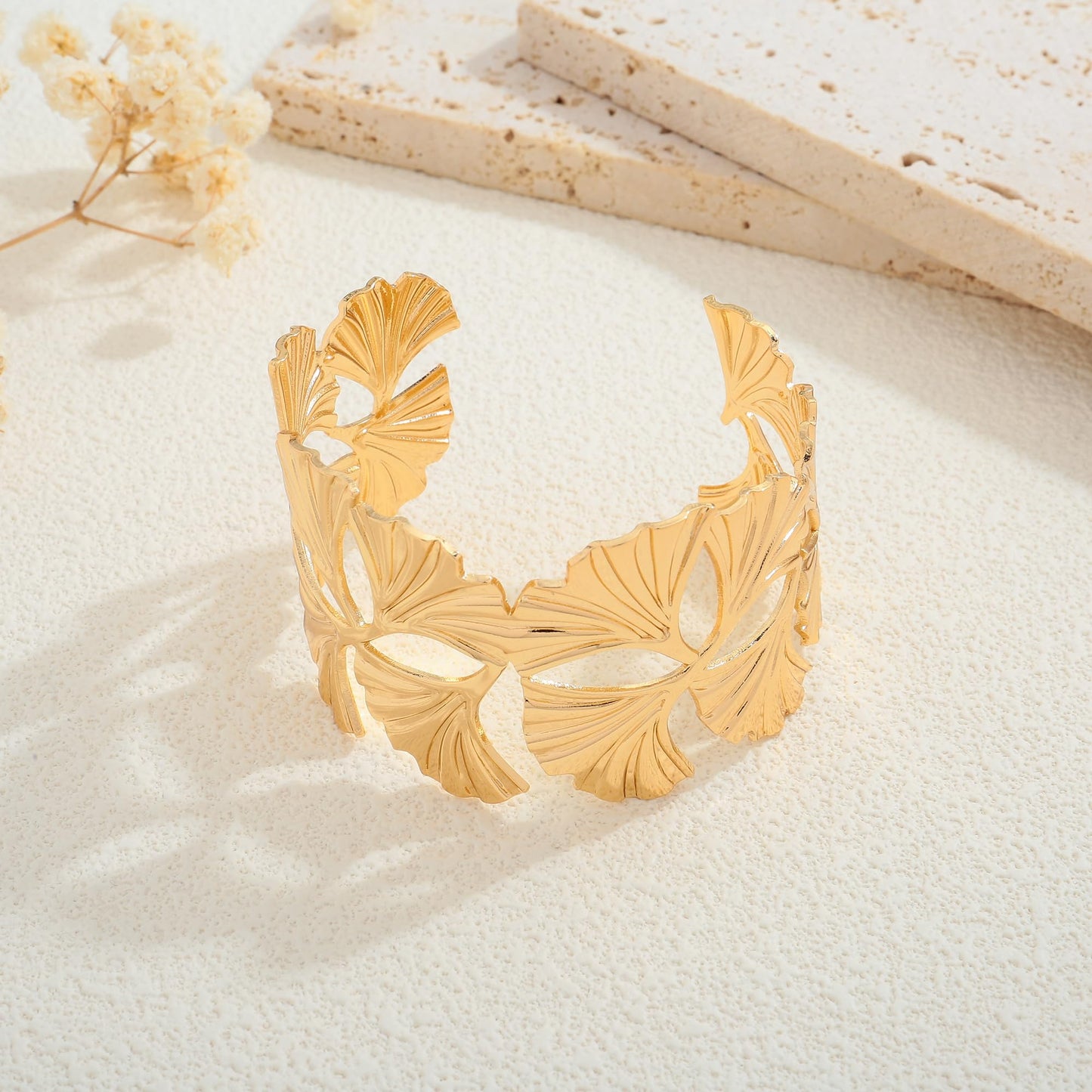 WOWORAMA Chunky Gold Cuff Bracelets for Women Vintage Gold Flower Butterfly Bracelet Trendy Boho Wide Open Cuff Bangles Matte Statement Bracelet